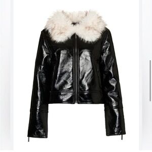 ✨Unreal fur The wet look aviator jacket. NWOT. ✨